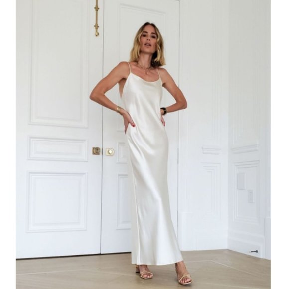 New Anine Bing Chloe Silk Maxi Slip 